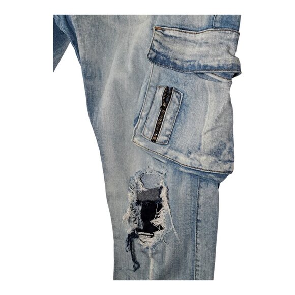 Y2K 90s Arketype Mens Denim Cargo Jeans Distressed  40x34 Rugged Streetwear Flaw - Picture 13 of 15